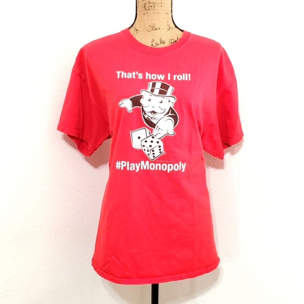 MONOPOLY 'That's how I roll' graphic tee Gildan XL promo board game UNISEX